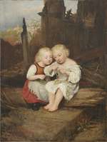 Zwei Kinder beim Kettenmachen, Studie