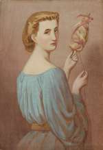 Porträt einer jungen Frau mit Spinnrocken, Skizze