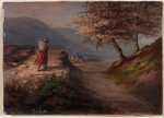 Bäuerin in einer Landschaft, Skizze