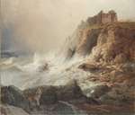 Schottische Felsenküste bei Sturm