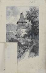 Glockenturm bei Obergraupen/Erzgebirge (Grisaille)